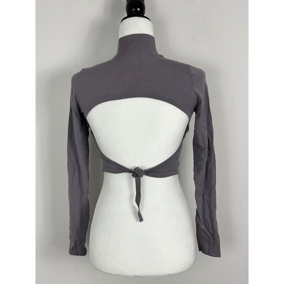 Aritzia Sunday Best Ellie Sweater Grey Womens Sz XS Mock Neck Open Back Knit Top - Picture 16 of 16